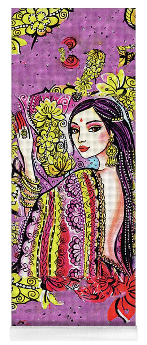 Beautiful Indian Woman Yoga Mat featuring the painting Soul of India by Eva Campbell