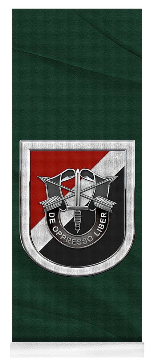 'u.s. Army Special Forces' Collection By Serge Averbukh Yoga Mat featuring the digital art U. S. Army 6th Special Forces Group - 6th S F G Beret Flash over Green Beret Felt by Serge Averbukh
