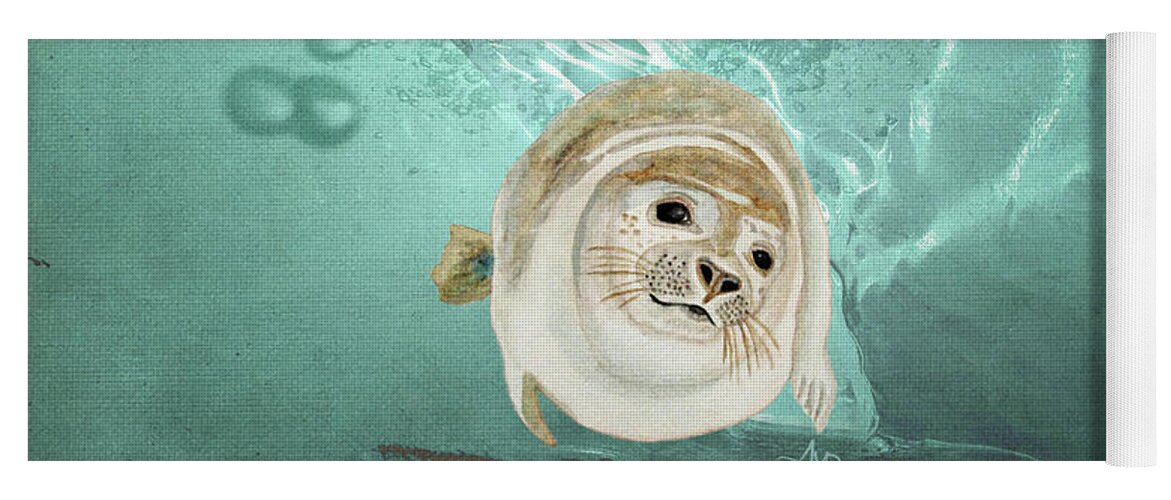 Sea Lion Yoga Mat featuring the painting Sea Lion Swimming by Angeles M Pomata