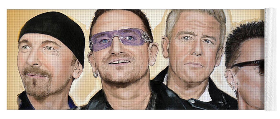 U2 Yoga Mat featuring the painting U2 band #1 by Melanie D