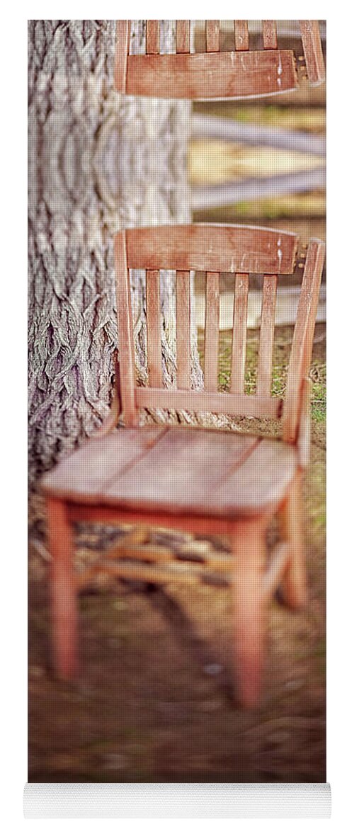 Classic Yoga Mat featuring the photograph Tree and Broken Wooden Chair by YoPedro