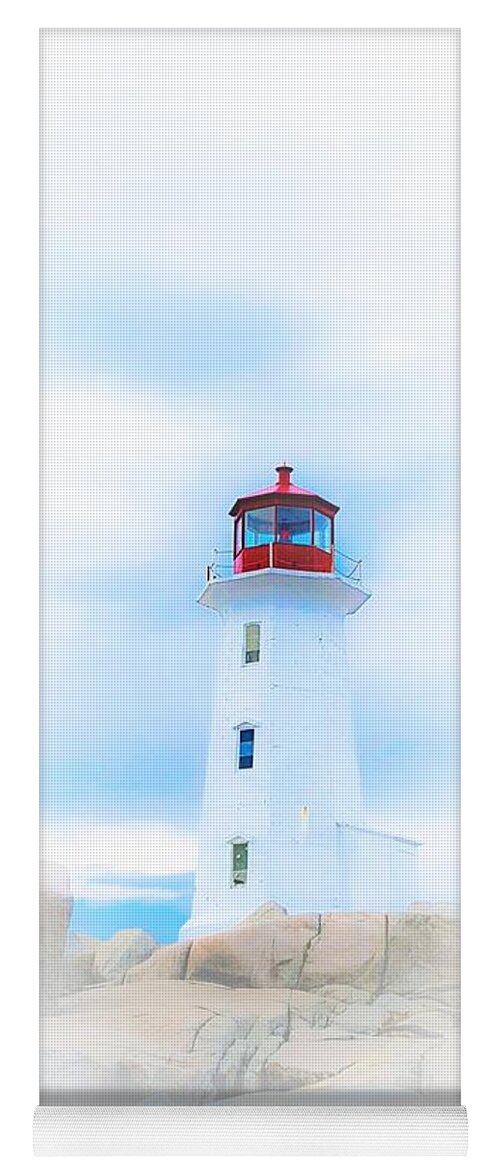 Lighthouse Yoga Mat featuring the photograph Misty Lighthouse - Peggy's Cove by Cristina Stefan