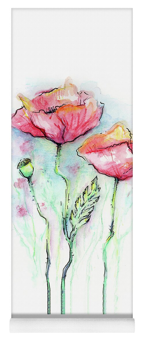 Poppy Yoga Mat featuring the painting Red Poppies by Olga Shvartsur