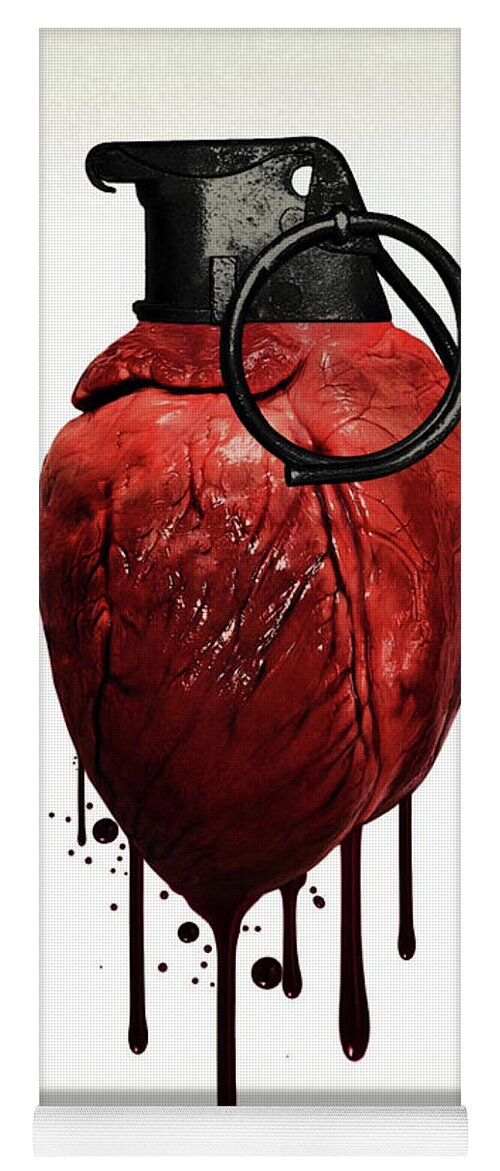 Heart Yoga Mat featuring the mixed media Heart Grenade by Nicklas Gustafsson