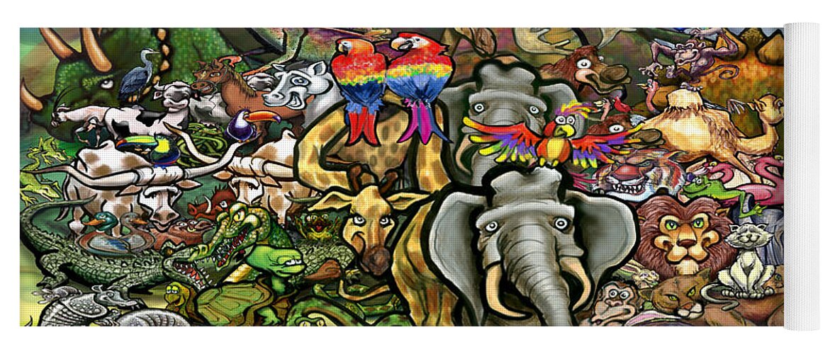 Animal Yoga Mat featuring the painting All Creatures Great Small by Kevin Middleton