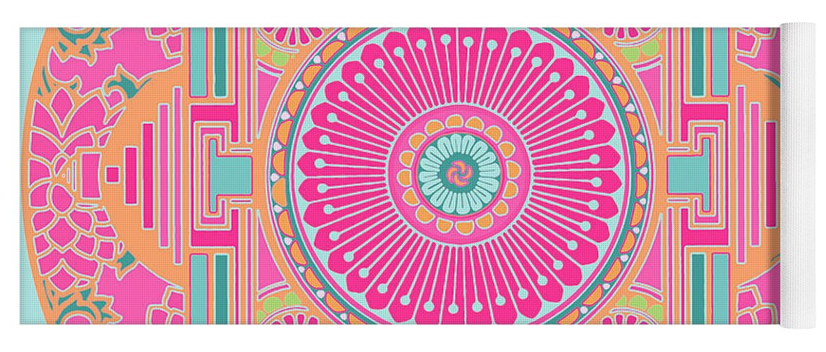 Mandala Yoga Mat featuring the digital art Asian Inspiration Mandala by Joy McKenzie
