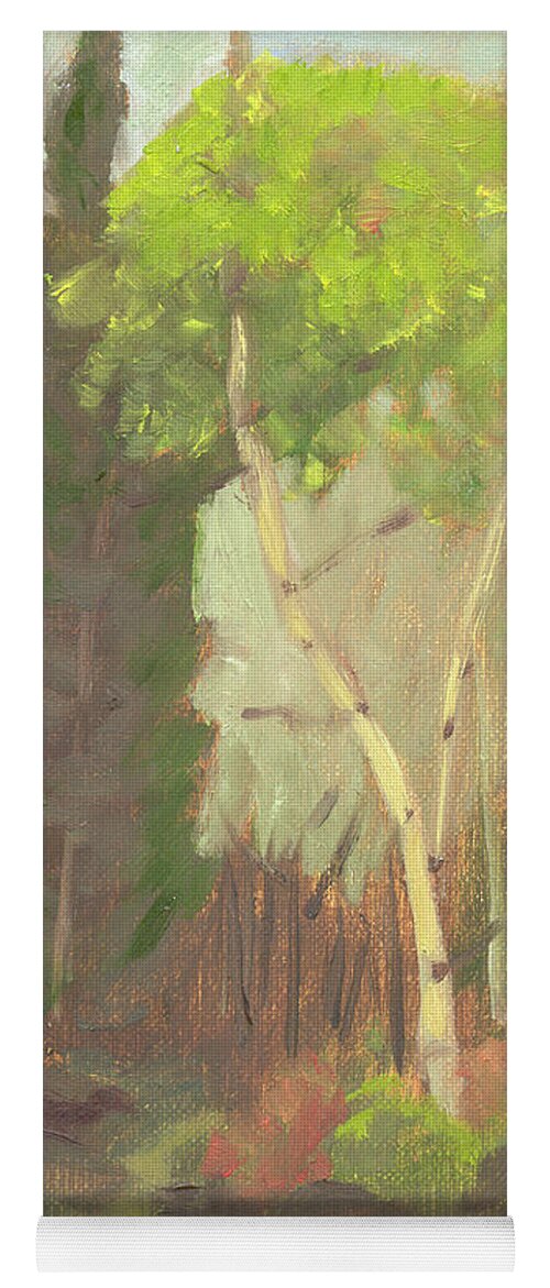 Colorado Yoga Mat featuring the painting Aspen Trail by Lilibeth Andre