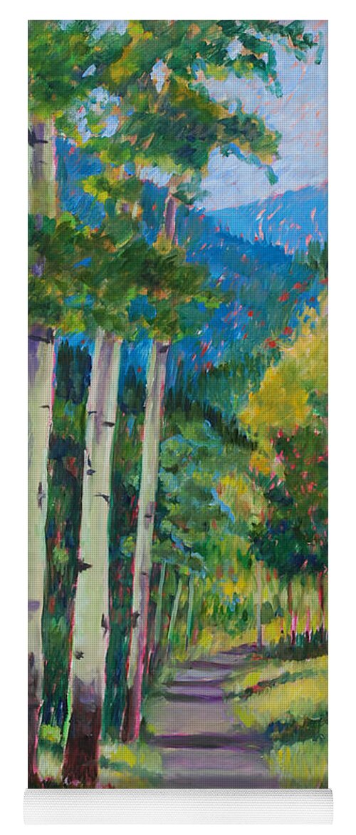 Aspen Tree Art Yoga Mat featuring the painting Aspen Trails by Billie Colson