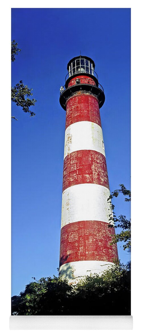 Assateague Lighthouse Yoga Mat featuring the photograph Assateague Lighthouse by Sally Weigand
