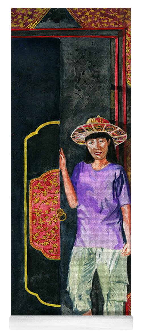 Woman Portrait Yoga Mat featuring the painting At Puri Kelapa by Melly Terpening