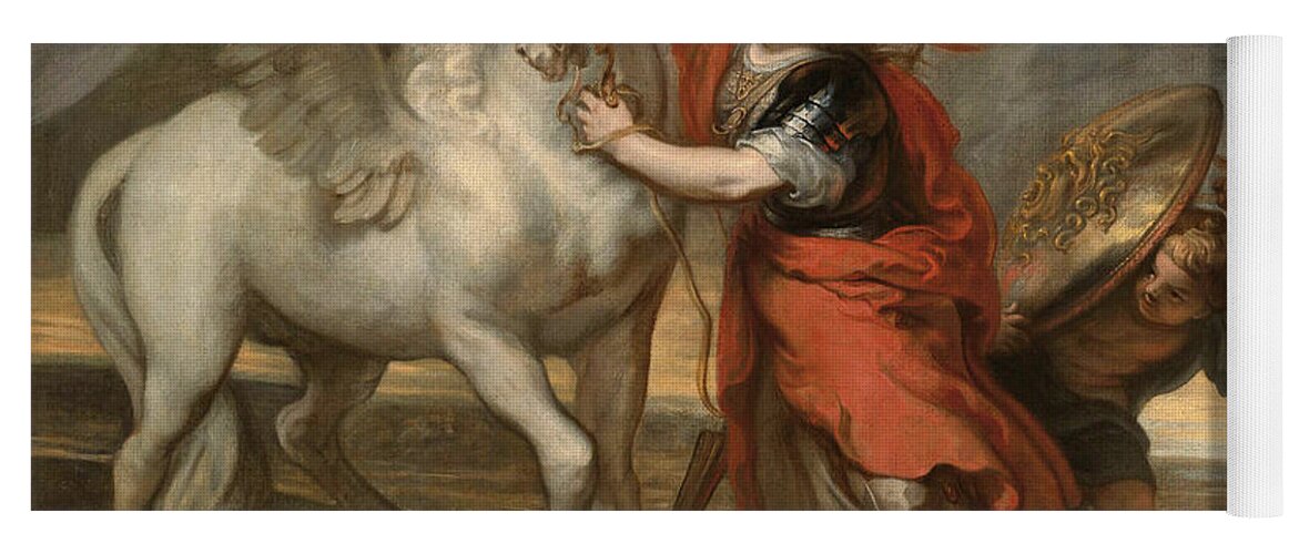 Theodoor Van Thulden Yoga Mat featuring the painting Athena and Pegasus by Theodoor van Thulden