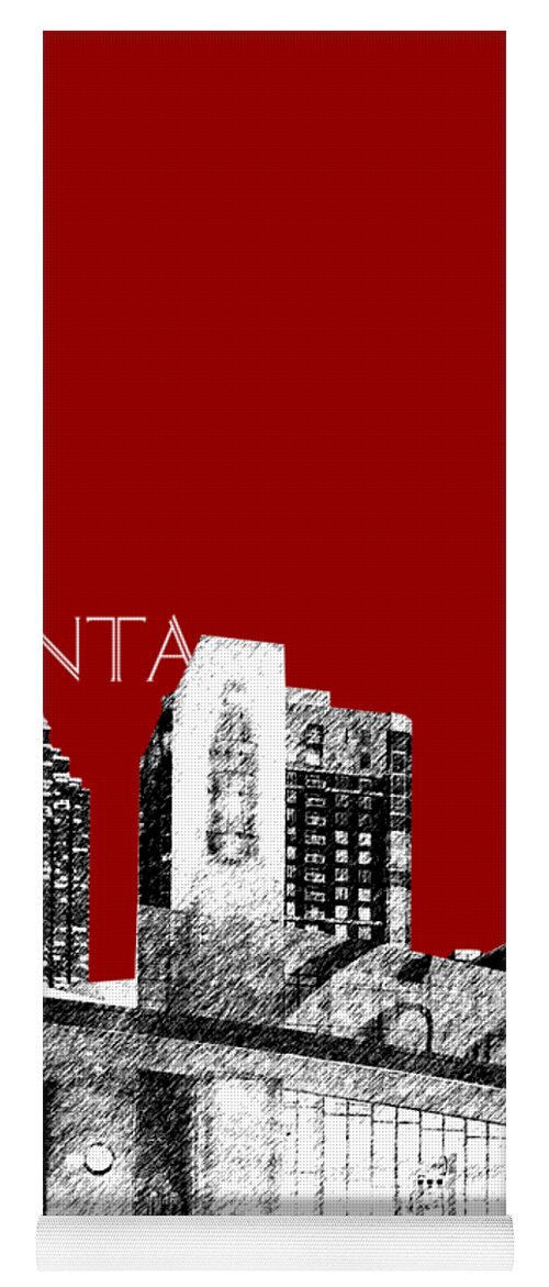 Architecture Yoga Mat featuring the digital art Atlanta World of Coke Museum - Dark Red by DB Artist