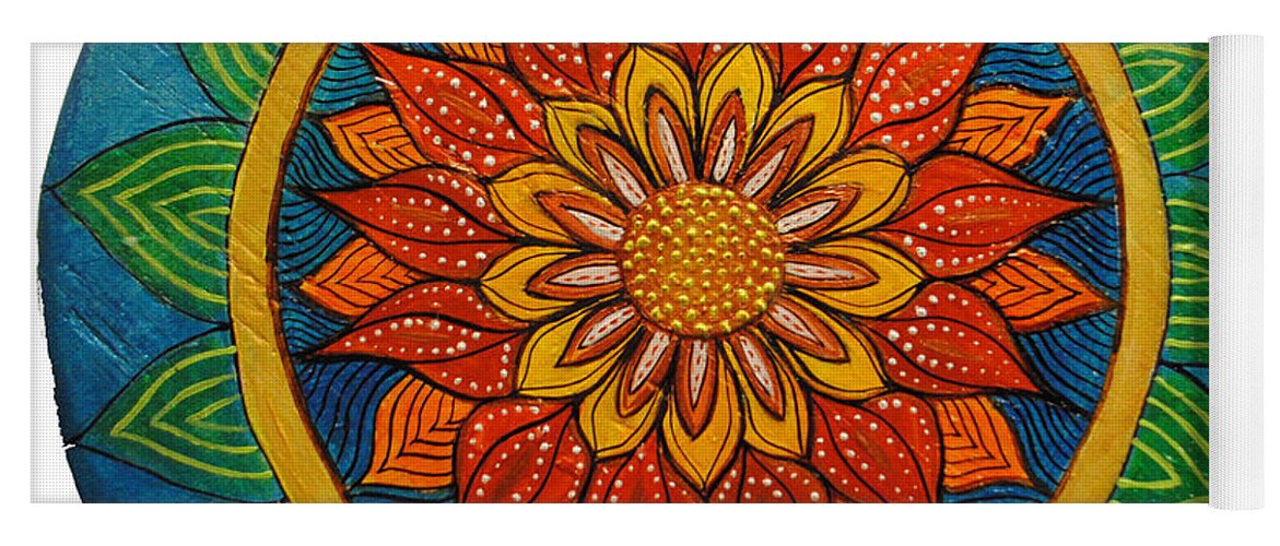 Wood Creations Yoga Mat featuring the painting Autum Blue by Patricia Arroyo