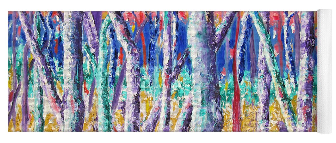 Landscape Yoga Mat featuring the painting Autumn Birch by Lisa Boyd