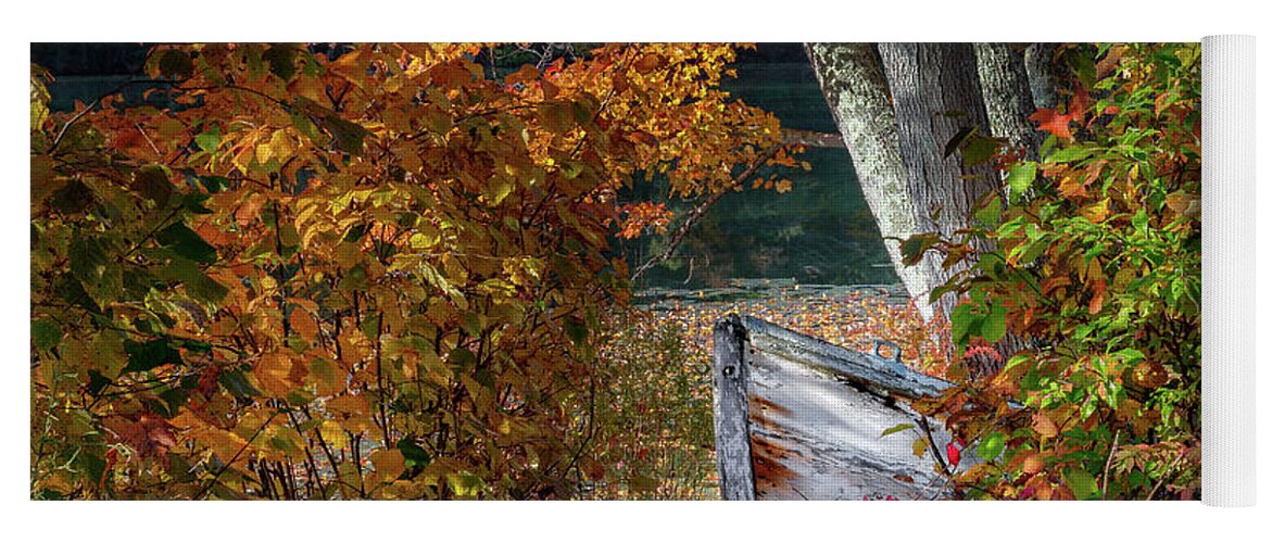 Boat Yoga Mat featuring the photograph Autumn Boat by Bill Wakeley