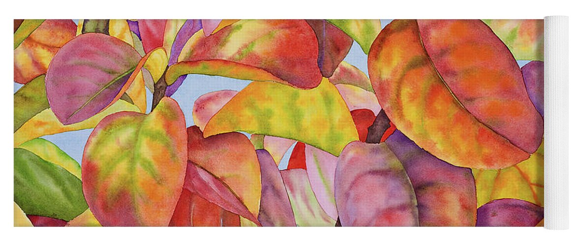 Autumn Leaves Yoga Mat featuring the painting Autumn Crepe Myrtle by Lucy Arnold