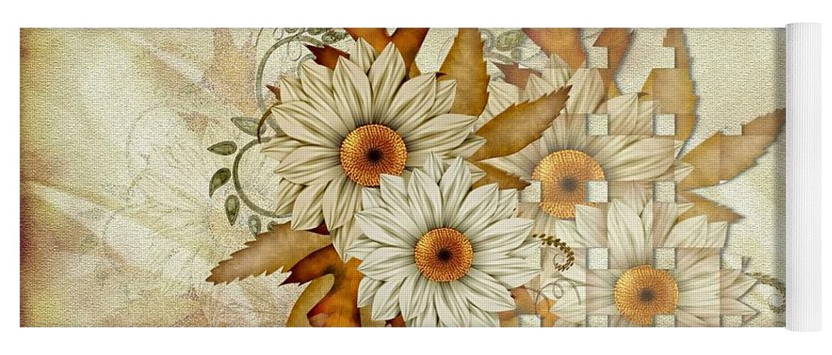 Floral Yoga Mat featuring the photograph Autumn Daisys by Elaine Manley