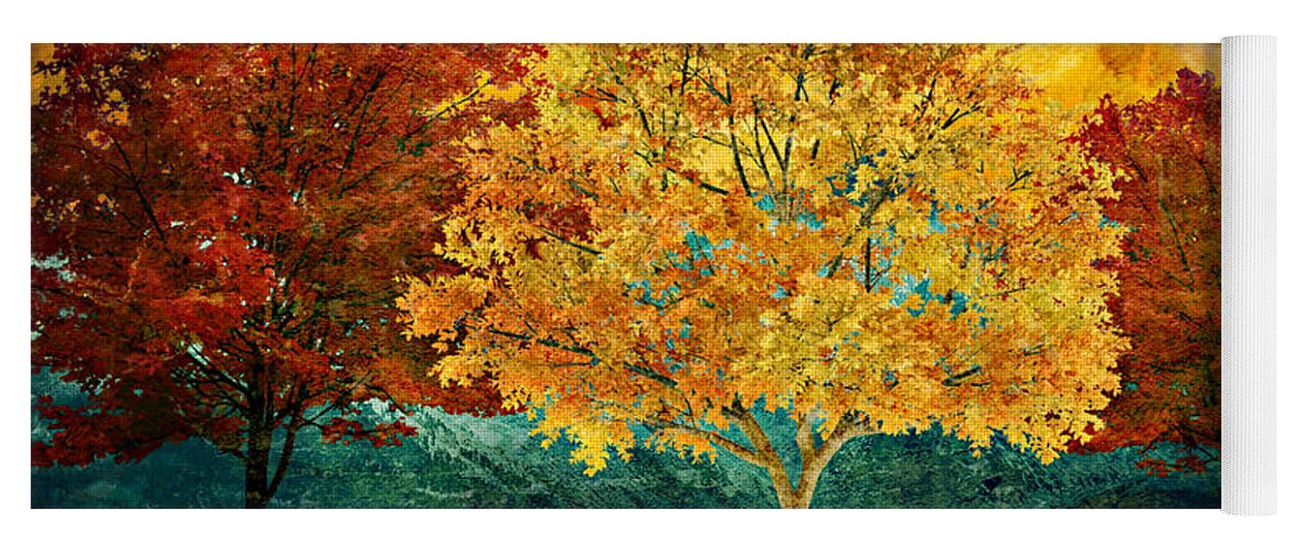 Fall Yoga Mat featuring the mixed media Autumn Fantasy by Ally White