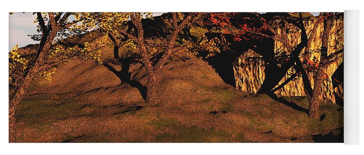 Autumn Yoga Mat featuring the digital art Autumn Grove by David Lane