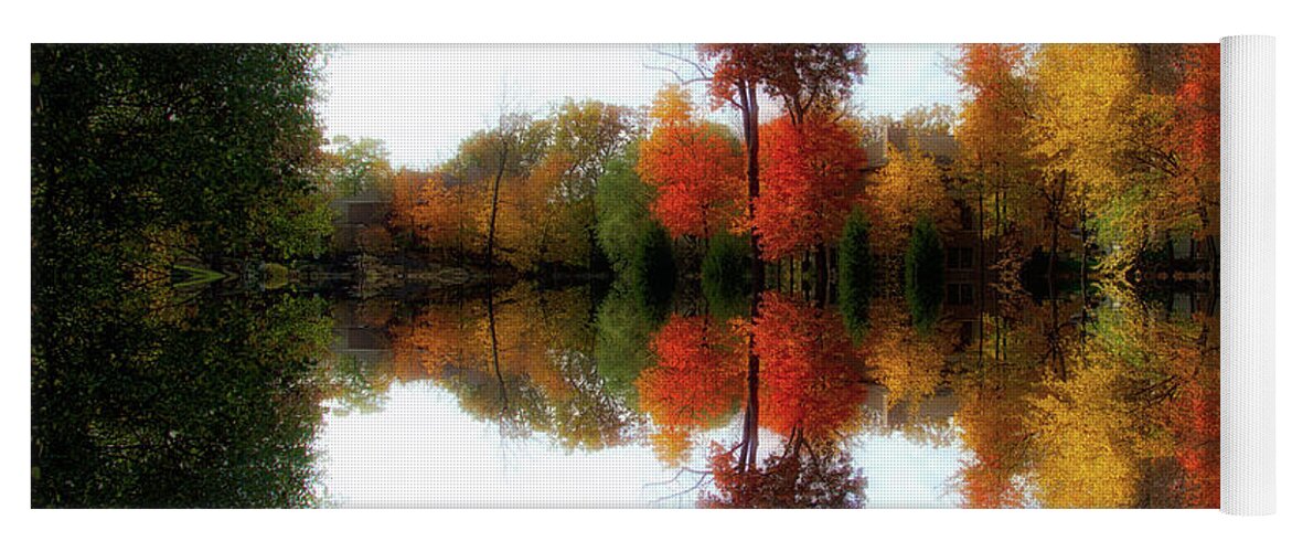 Pond Yoga Mat featuring the photograph Autumn Pond 2016 Mirrored Image by Thomas Woolworth