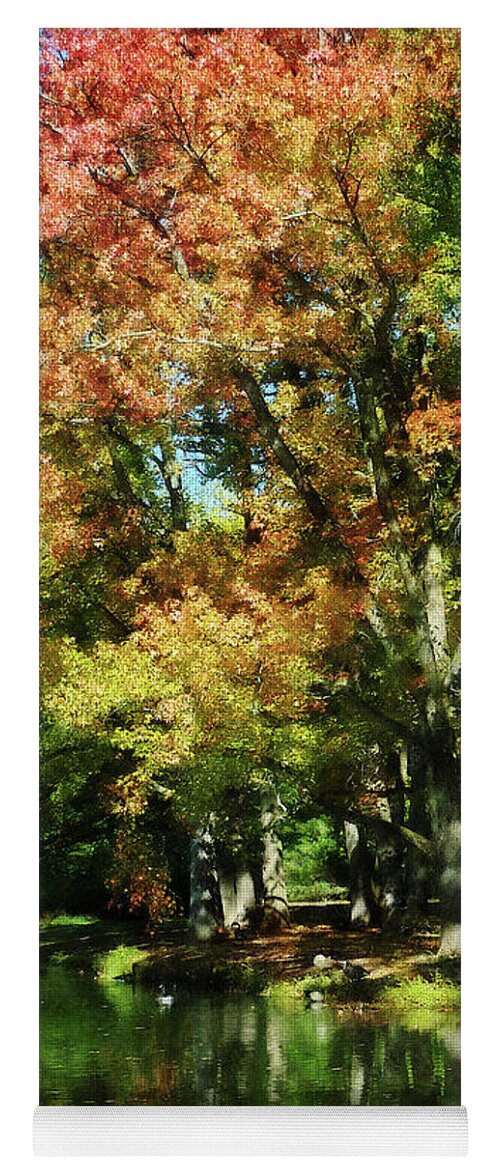 Lake Yoga Mat featuring the photograph Autumn Reflections by Susan Savad