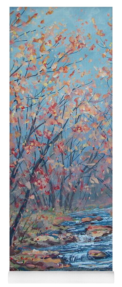 Landscape Yoga Mat featuring the painting Autumn Serenity by Leonard Holland