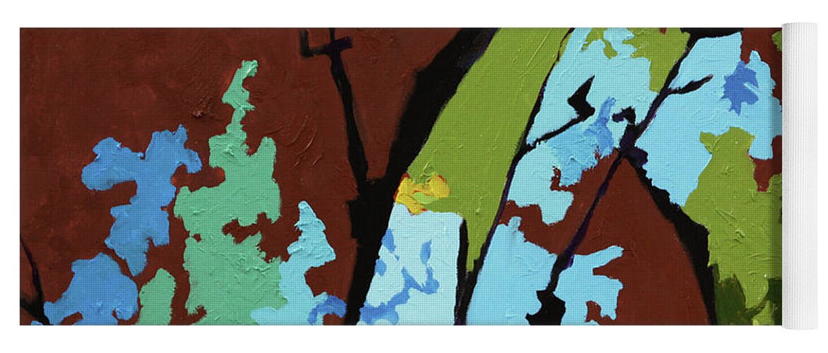 Abstract Yoga Mat featuring the painting Autumn Trees #5 by John Lautermilch
