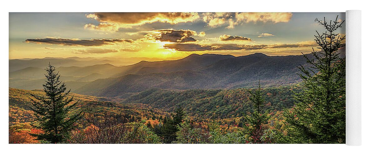 Mountains Yoga Mat featuring the photograph Autumn Warmth Blue Ridge Moutains by Donnie Whitaker