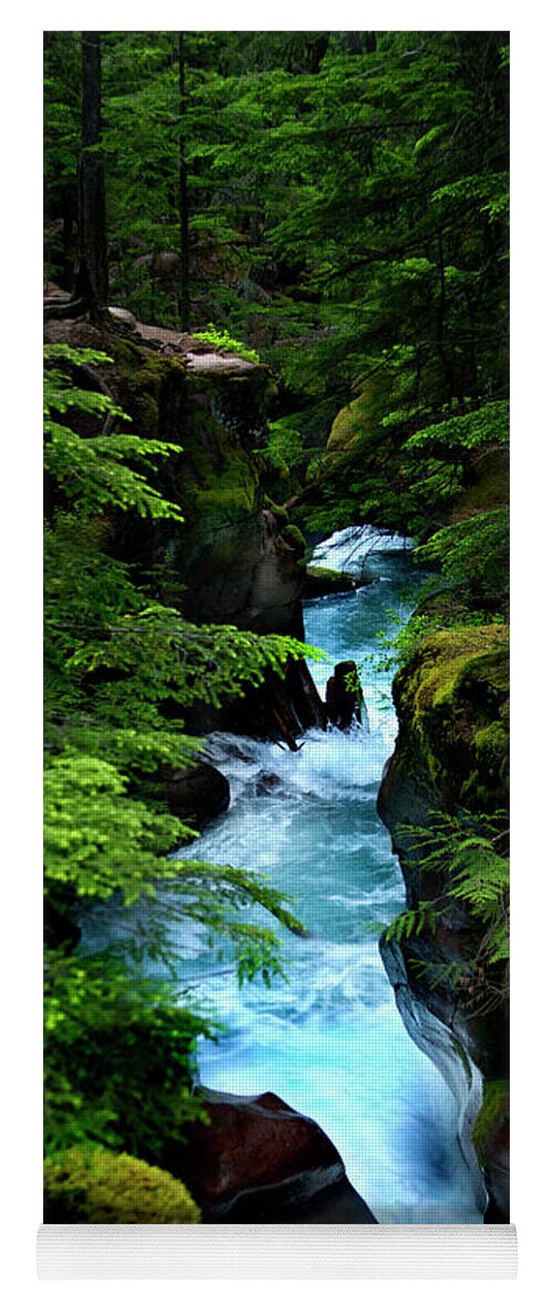 Waterfalls Yoga Mat featuring the photograph Avalanche Creek Waterfalls by David Chasey