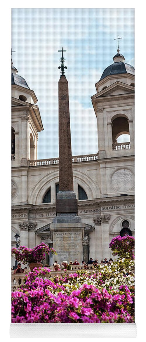 St Maria Yoga Mat featuring the photograph Azaleas on the Spanish Steps in Rome by Brenda Kean