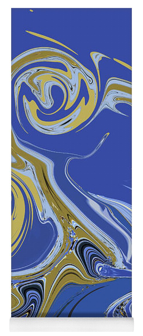 Abstract Yoga Mat featuring the digital art Azure Marbling by Gina Harrison