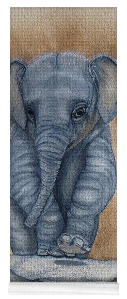 The Playroom Yoga Mat featuring the painting Baby Elephant by Kelly Mills