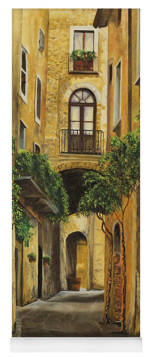 Italy Paintings Yoga Mat featuring the painting Back Street in Italy by Charlotte Blanchard