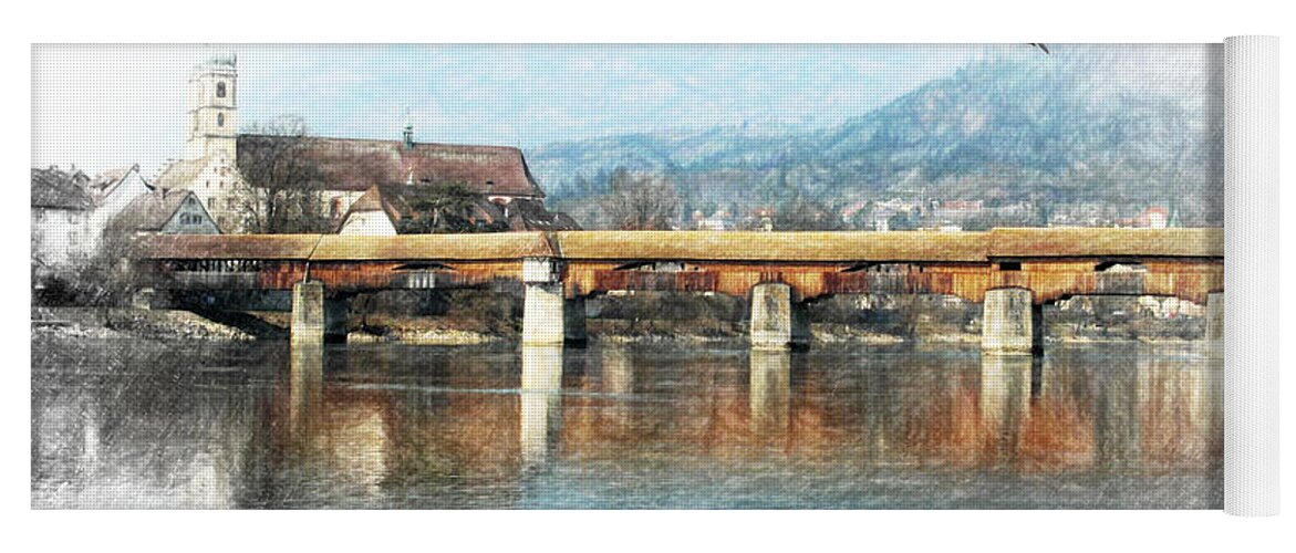 Germany Yoga Mat featuring the painting Bad Sackingen on the Rhine by Chris Armytage