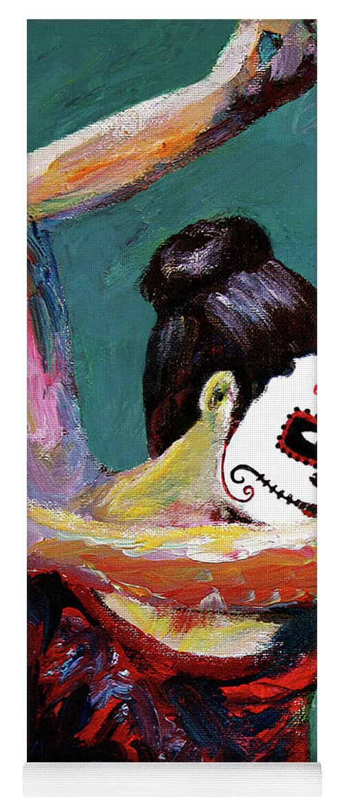 Woman Yoga Mat featuring the painting Bailan de los Muertos by Frank Botello