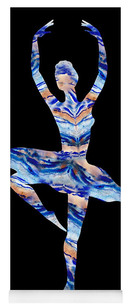 Blue Agate Yoga Mat featuring the painting Ballerina Silhouette Blue Agate Dance by Irina Sztukowski