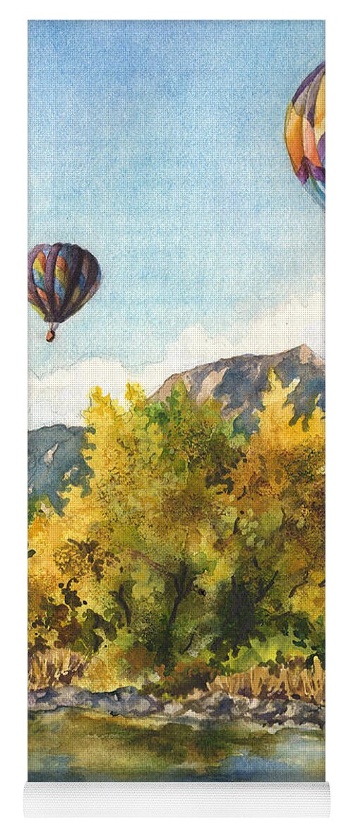 Hot Air Balloons Painting Yoga Mat featuring the painting Balloons at Twin Lakes by Anne Gifford