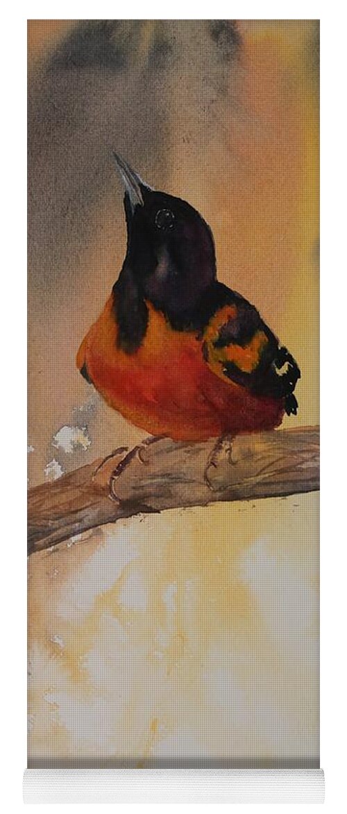 Song Bird Yoga Mat featuring the painting Baltimore Oriole by Ruth Kamenev