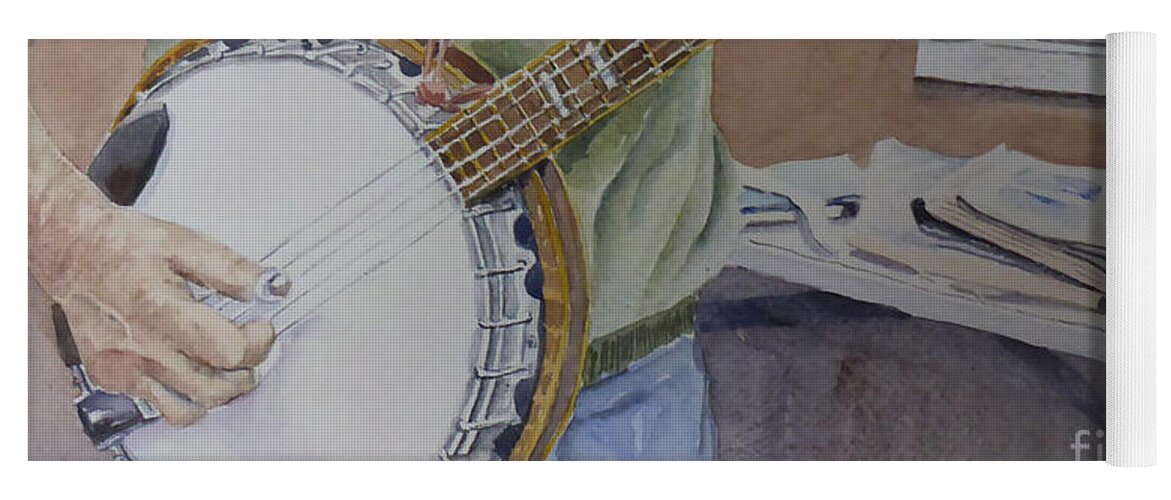 Music Yoga Mat featuring the painting Banjo Musician by Bev Morgan