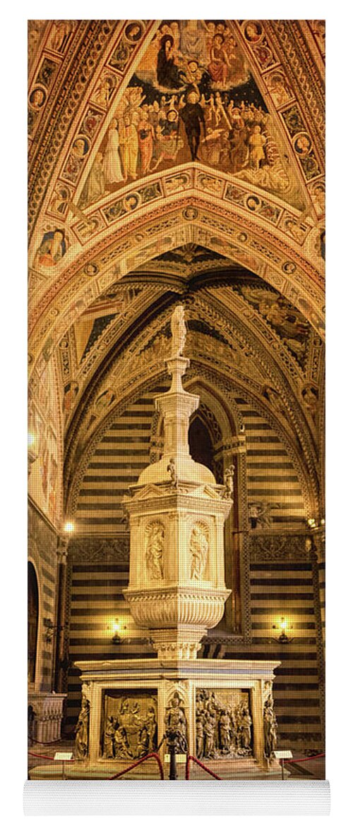 Joan Carroll Yoga Mat featuring the photograph Baptistery Siena Italy by Joan Carroll
