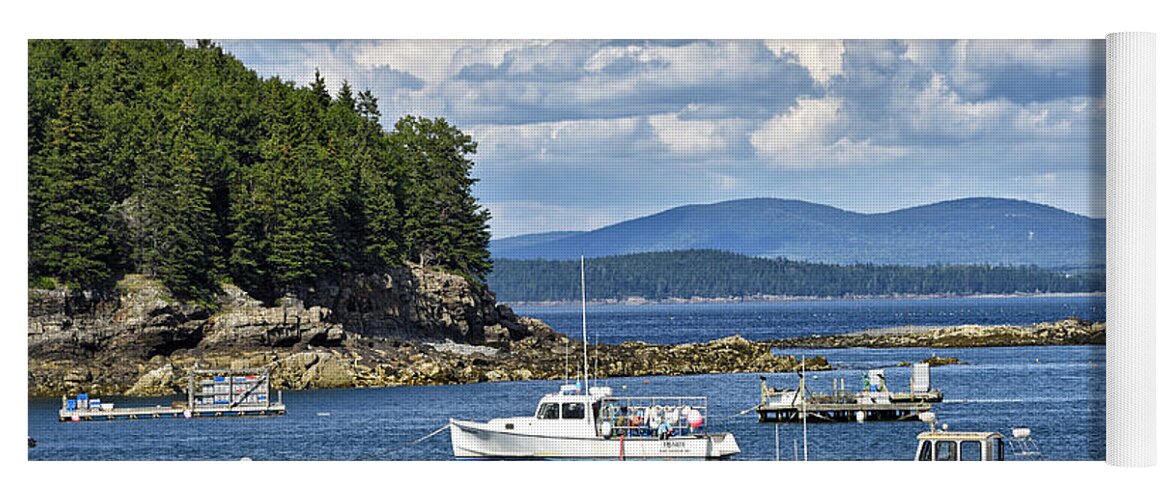 maine Lobster Boats Yoga Mat featuring the photograph Bar Harbor lobster boats - Frenchman Bay by Brendan Reals