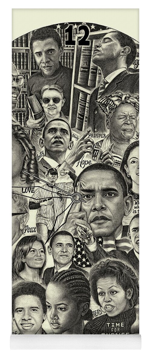 Barackobamaart Yoga Mat featuring the drawing Barack Obama- Time For Change by Omoro Rahim