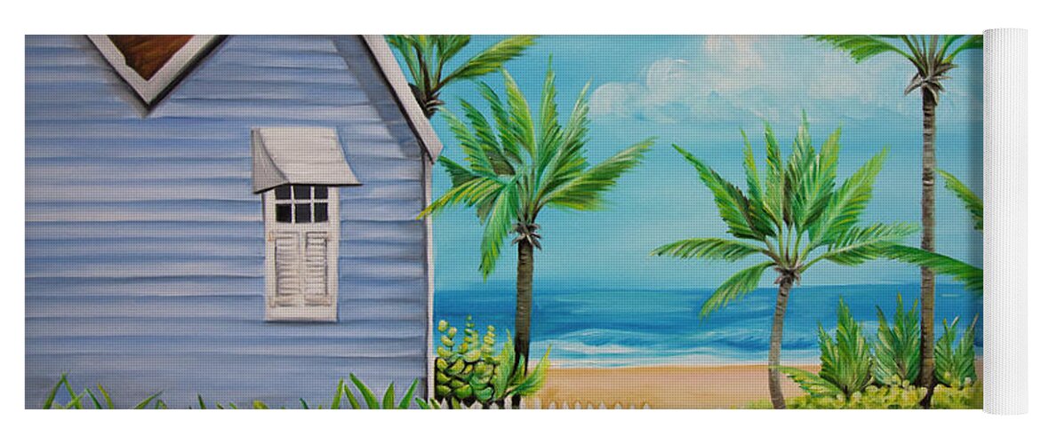 Barbados Yoga Mat featuring the painting Barbados Beach House by Barbara Noel