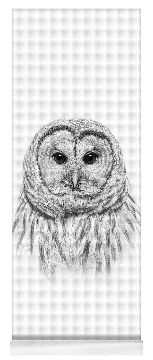 Owl Yoga Mat featuring the photograph Barred Owl Portrait Black and White by Jennie Marie Schell