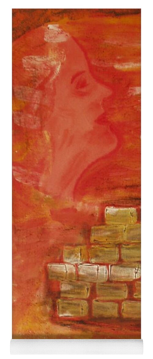 Orange Red Head Yoga Mat featuring the painting Barrier In Mind by Pilbri Britta Neumaerker