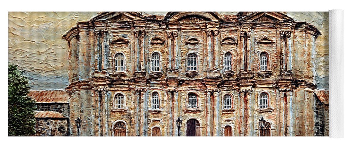 Basilica Yoga Mat featuring the painting Basilica de San Martin de Tours by Joey Agbayani