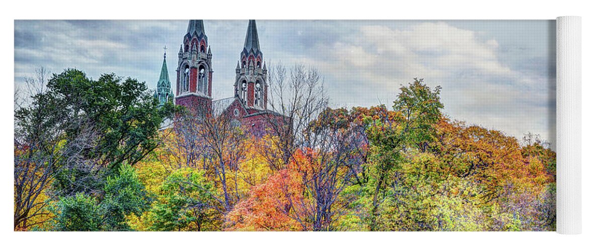 Christ Yoga Mat featuring the photograph Basilica of Holy Hill National Shrine of Mary by Deborah Klubertanz