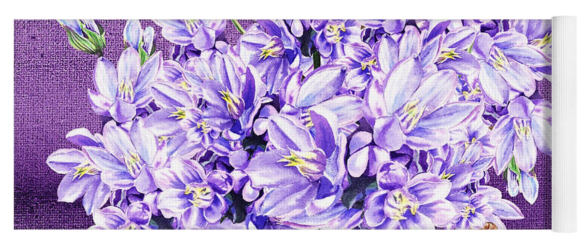 Purple Yoga Mat featuring the painting Basket With Purple Flowers by Irina Sztukowski