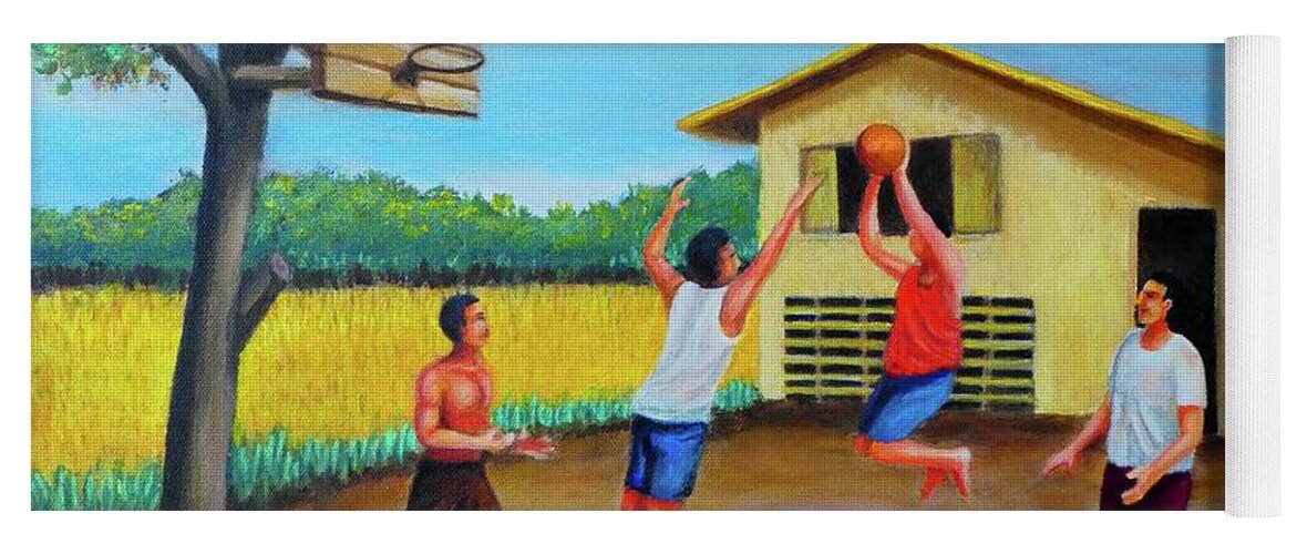 Basketball Yoga Mat featuring the painting Basketball by Cyril Maza