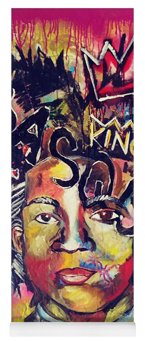 Basquiat Jean-micheal Yoga Mat featuring the painting Basquiat by Femme Blaicasso